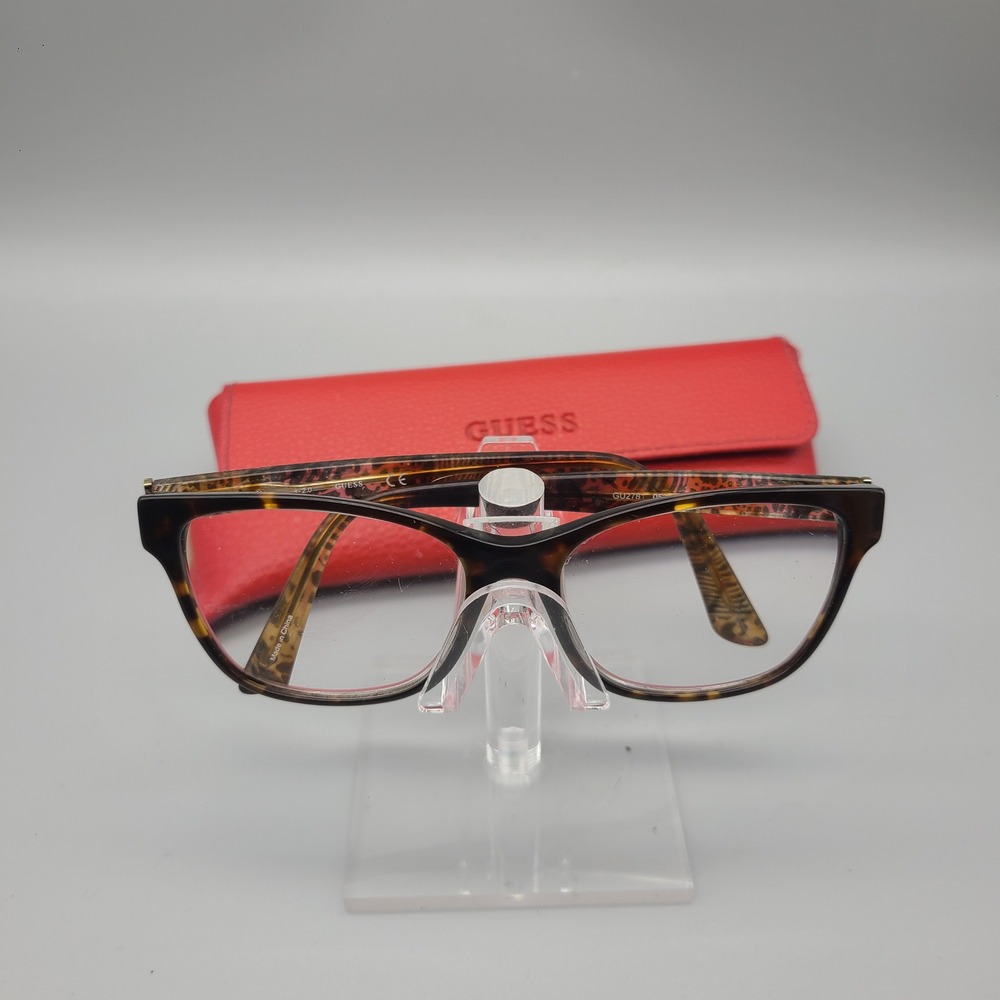 Guess GU2781 052 Tortoise Shell Animal Print Square Eyeglass Frames with Case